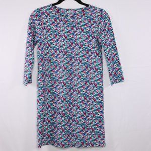 Vineyard Vines Dress Size Large Print Blue Pink Whale Pattern 3/4th Sleeve